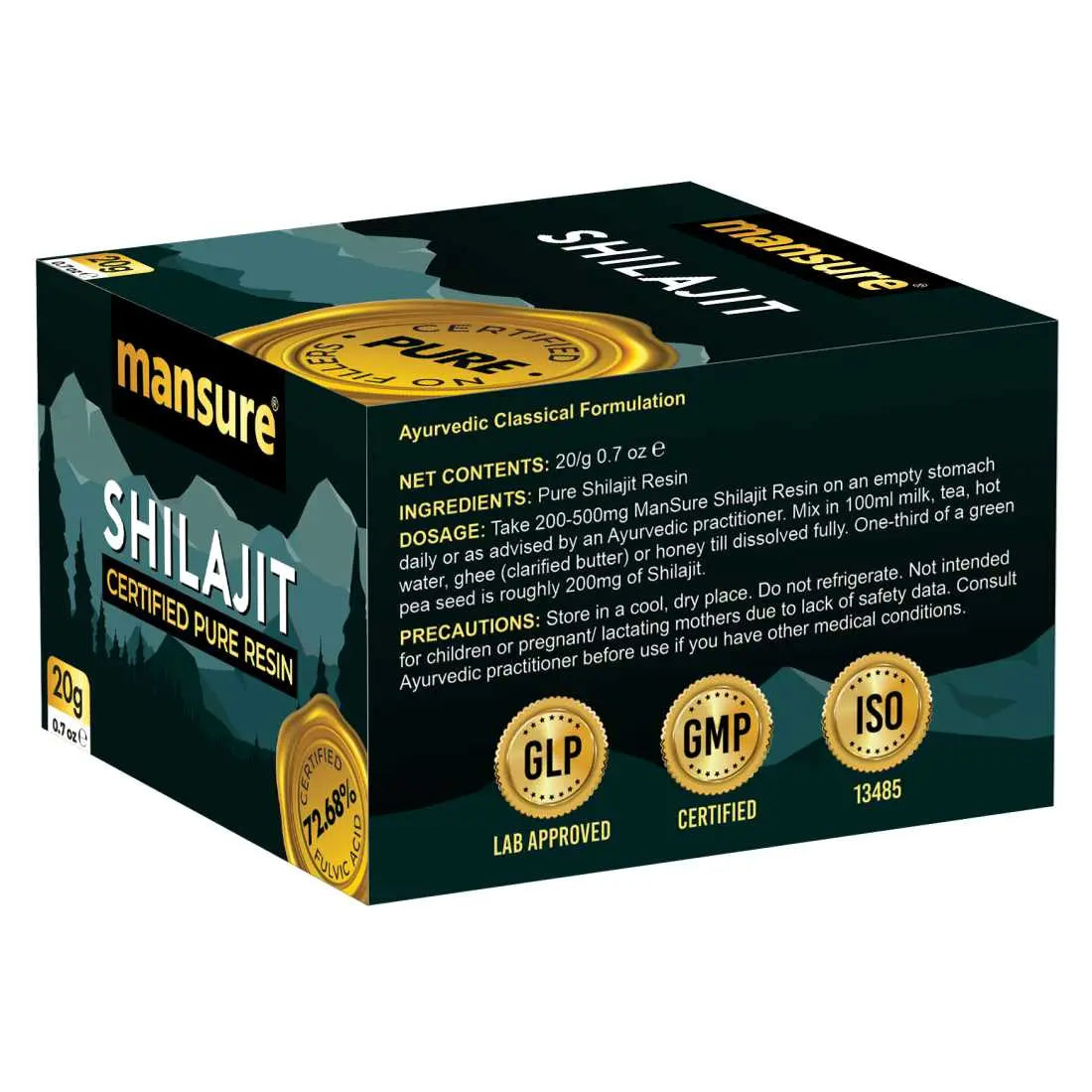 ManSure Shilajit Pure Resin with No Fillers and 72.68% Fulvic Acid for Energy, Immune Support and Detox ManSure