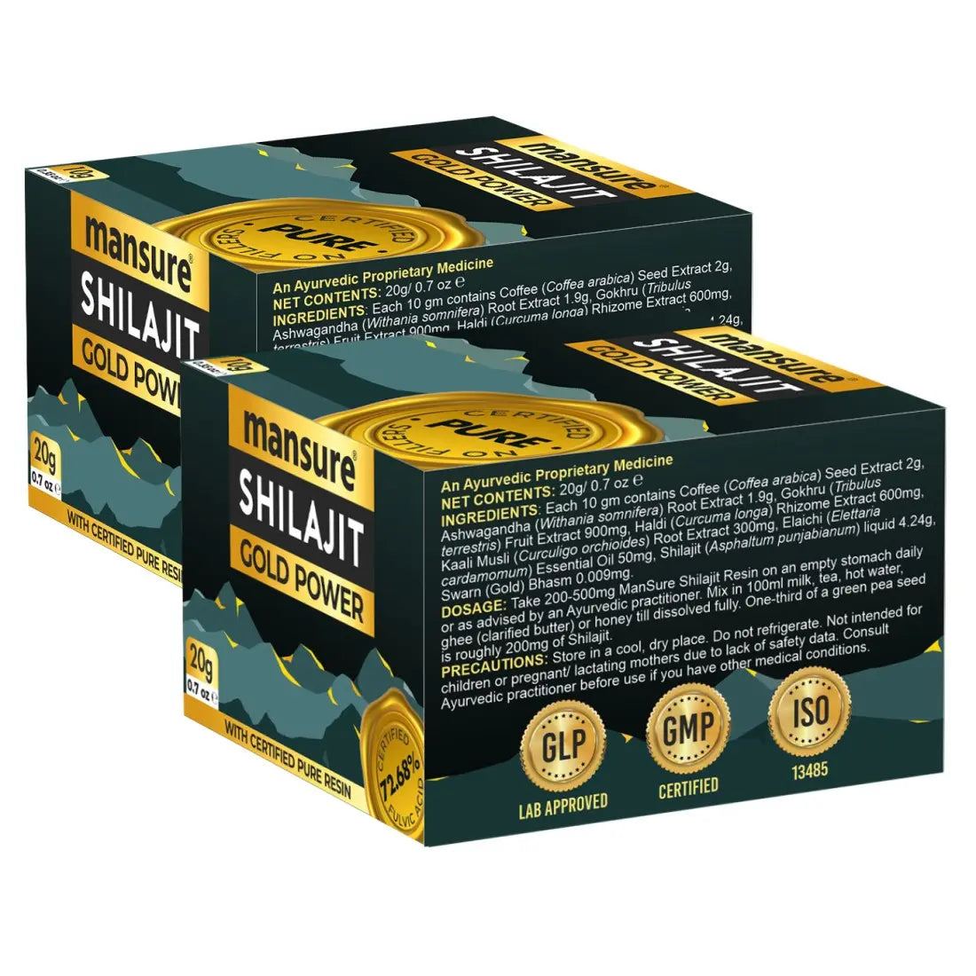 ManSure Shilajit Gold Power Resin with Swarna Bhasma, Ashwagandha, Gokhru and Kali Musli for Sustained Energy, Immune and Antioxidant Support ManSure
