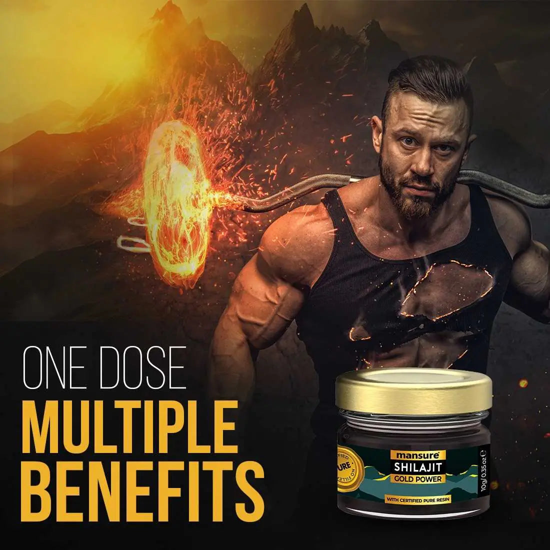 ManSure Shilajit Gold Power Resin with Swarna Bhasma, Ashwagandha, Gokhru and Kali Musli for Sustained Energy, Immune and Antioxidant Support ManSure