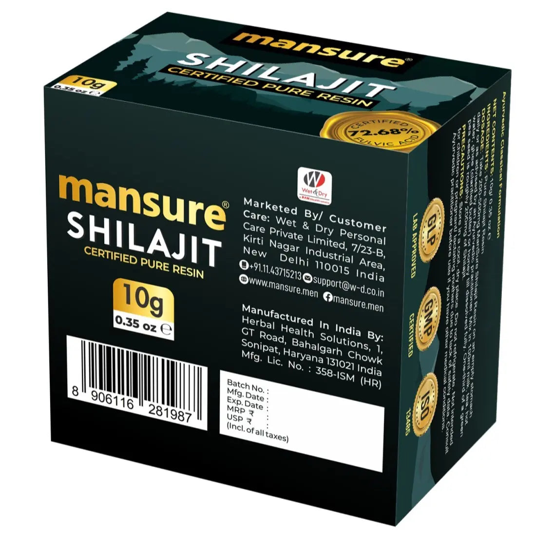 ManSure Shilajit Pure Resin with No Fillers and 72.68% Fulvic Acid for Energy, Immune Support and Detox ManSure
