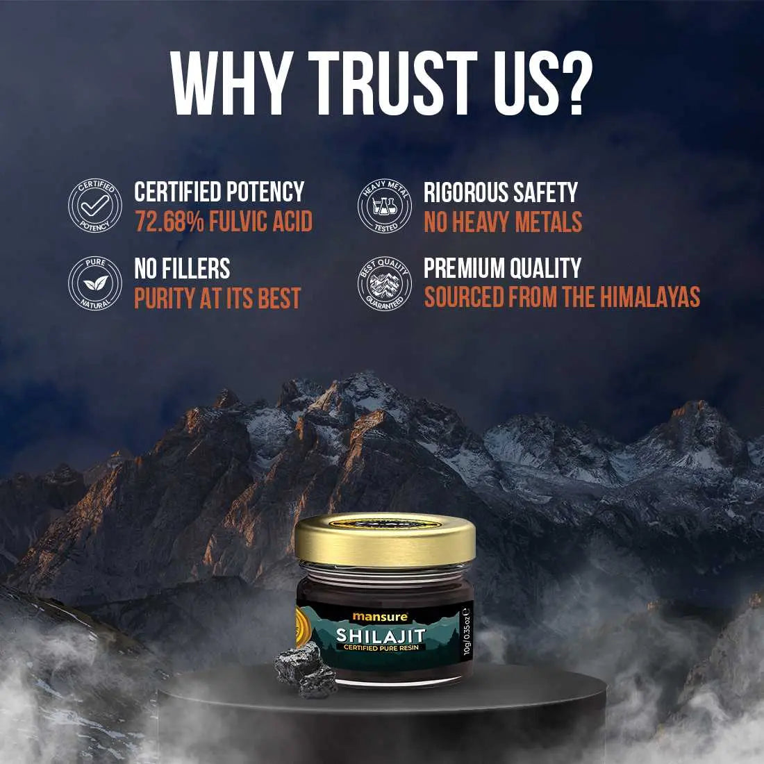 ManSure Shilajit Pure Resin with No Fillers and 72.68% Fulvic Acid for Energy, Immune Support and Detox ManSure