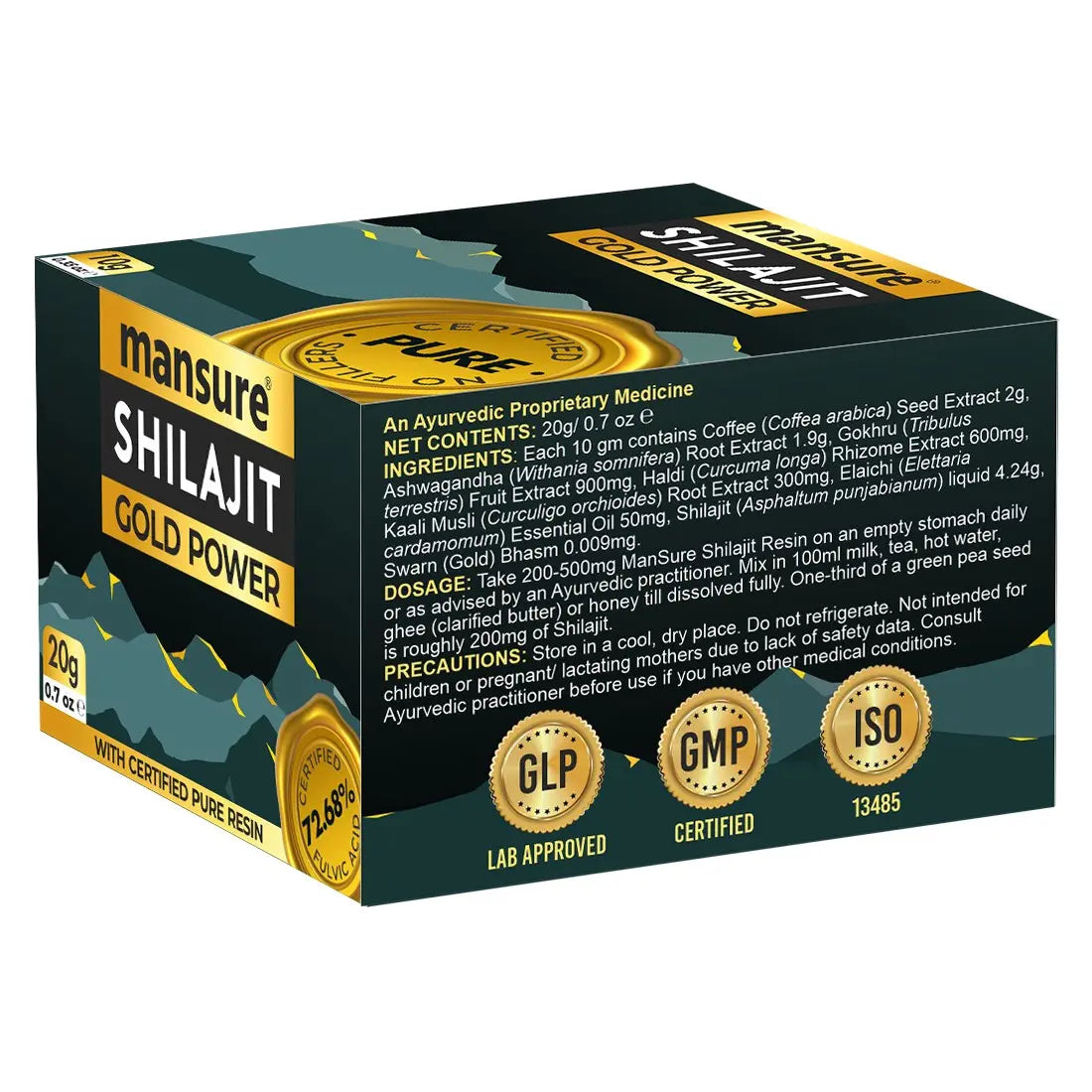 ManSure Shilajit Gold Power Resin with Swarna Bhasma, Ashwagandha, Gokhru and Kali Musli for Sustained Energy, Immune and Antioxidant Support ManSure